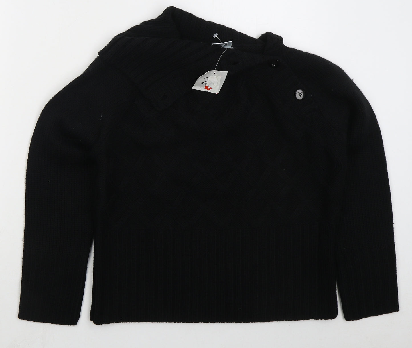 XE Womens Black Collared  Acrylic Pullover Jumper Size 16