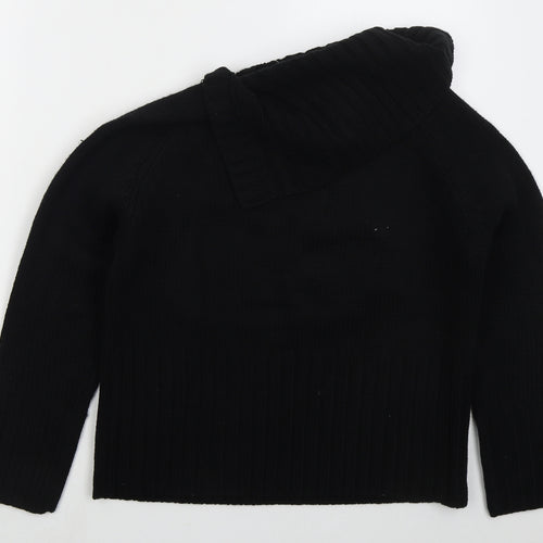 XE Womens Black Collared  Acrylic Pullover Jumper Size 16