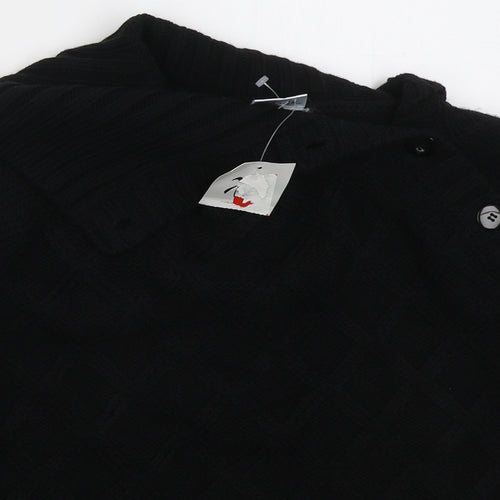 XE Womens Black Collared  Acrylic Pullover Jumper Size 16