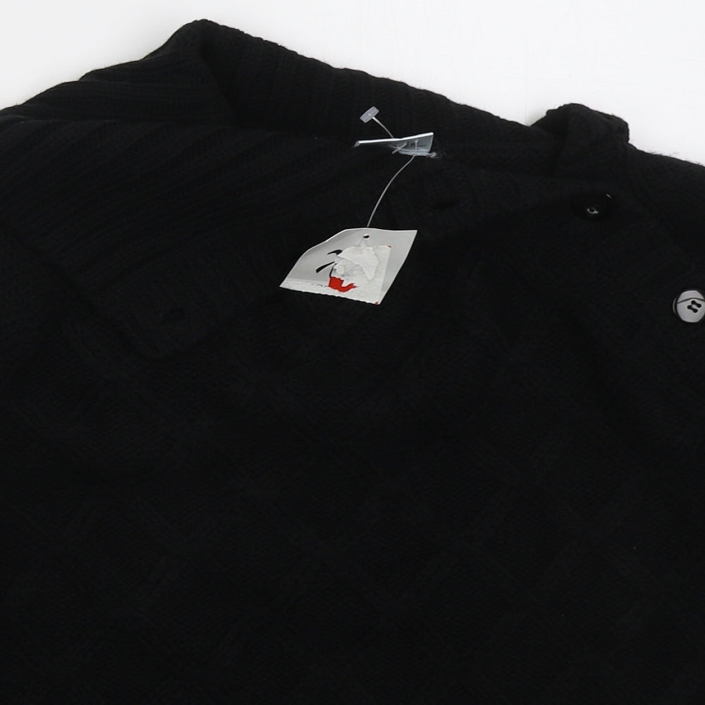 XE Womens Black Collared  Acrylic Pullover Jumper Size 16