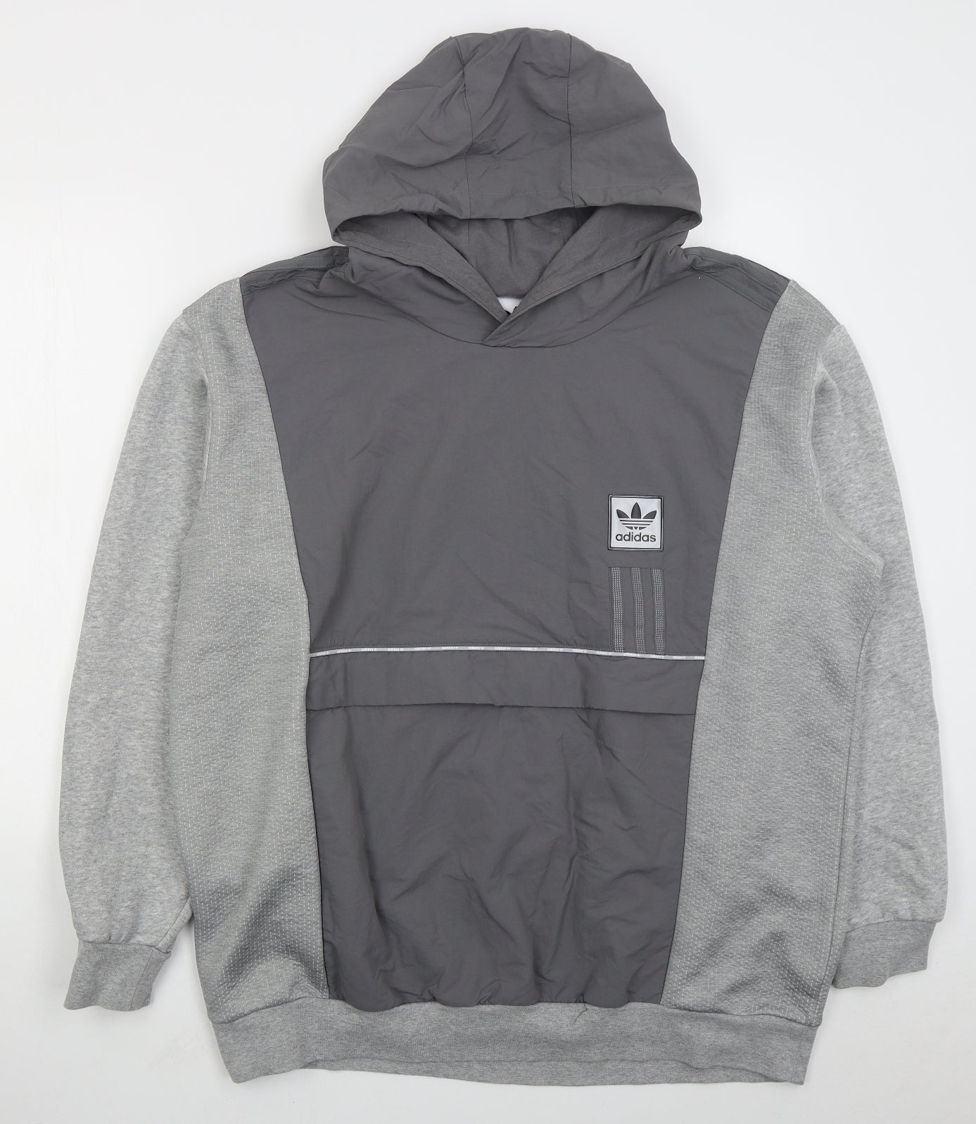 adidas Mens Grey  Cotton Pullover Hoodie Size 2XL