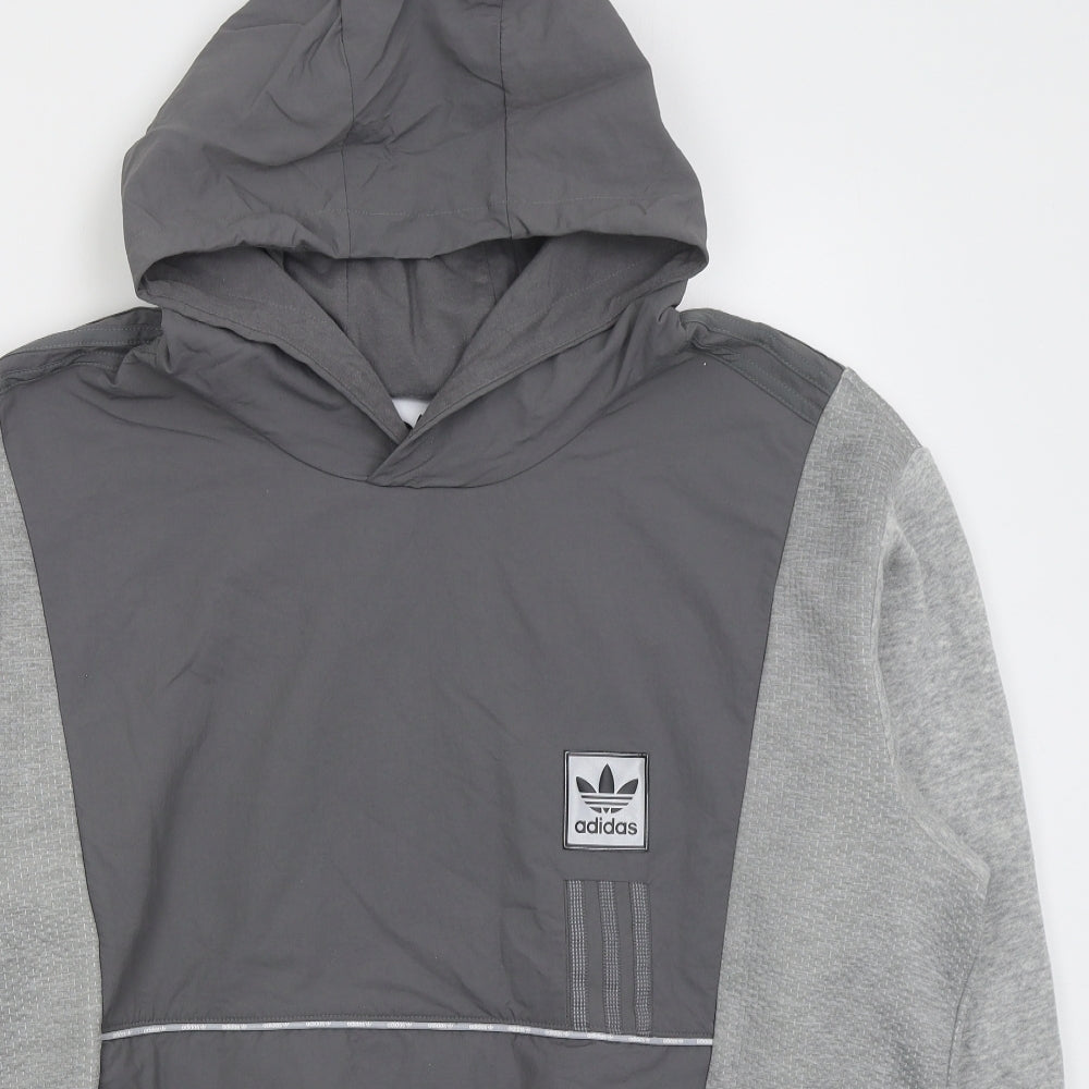 adidas Mens Grey  Cotton Pullover Hoodie Size 2XL