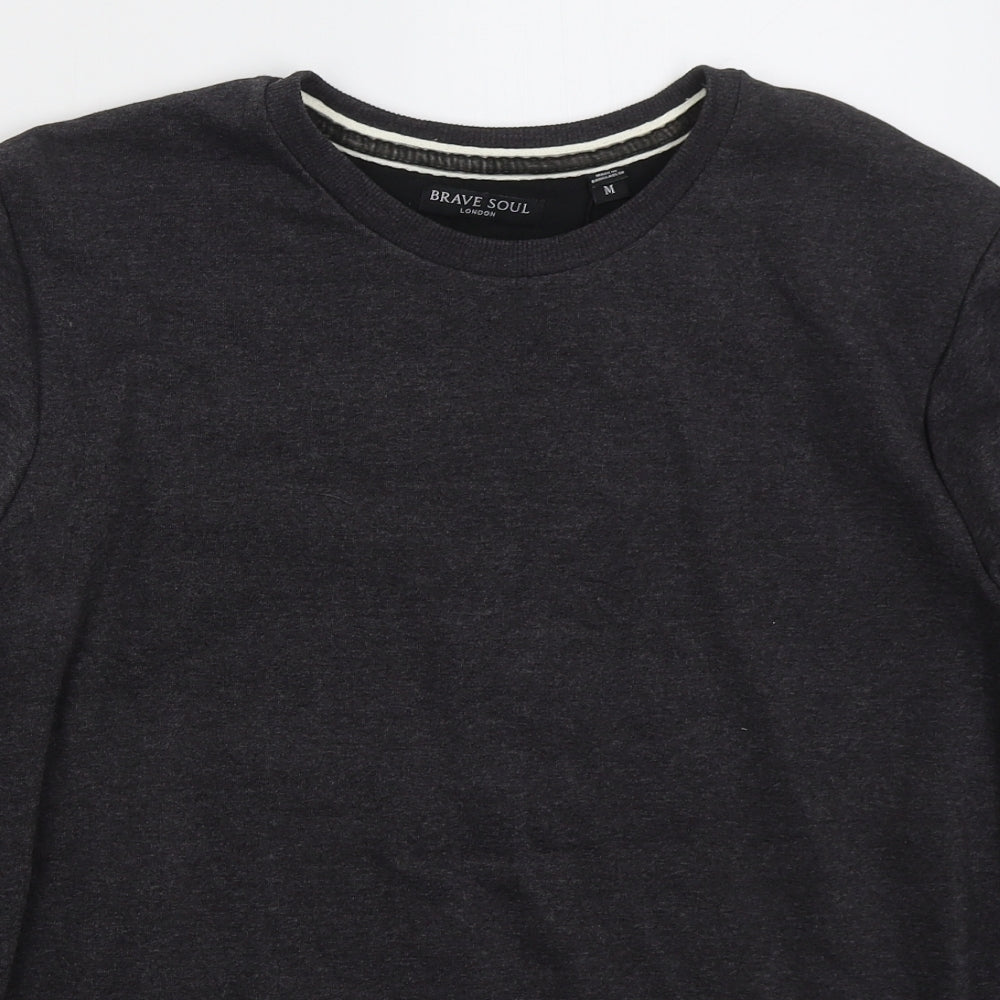 Brave Soul Mens Grey  Cotton Pullover Sweatshirt Size M