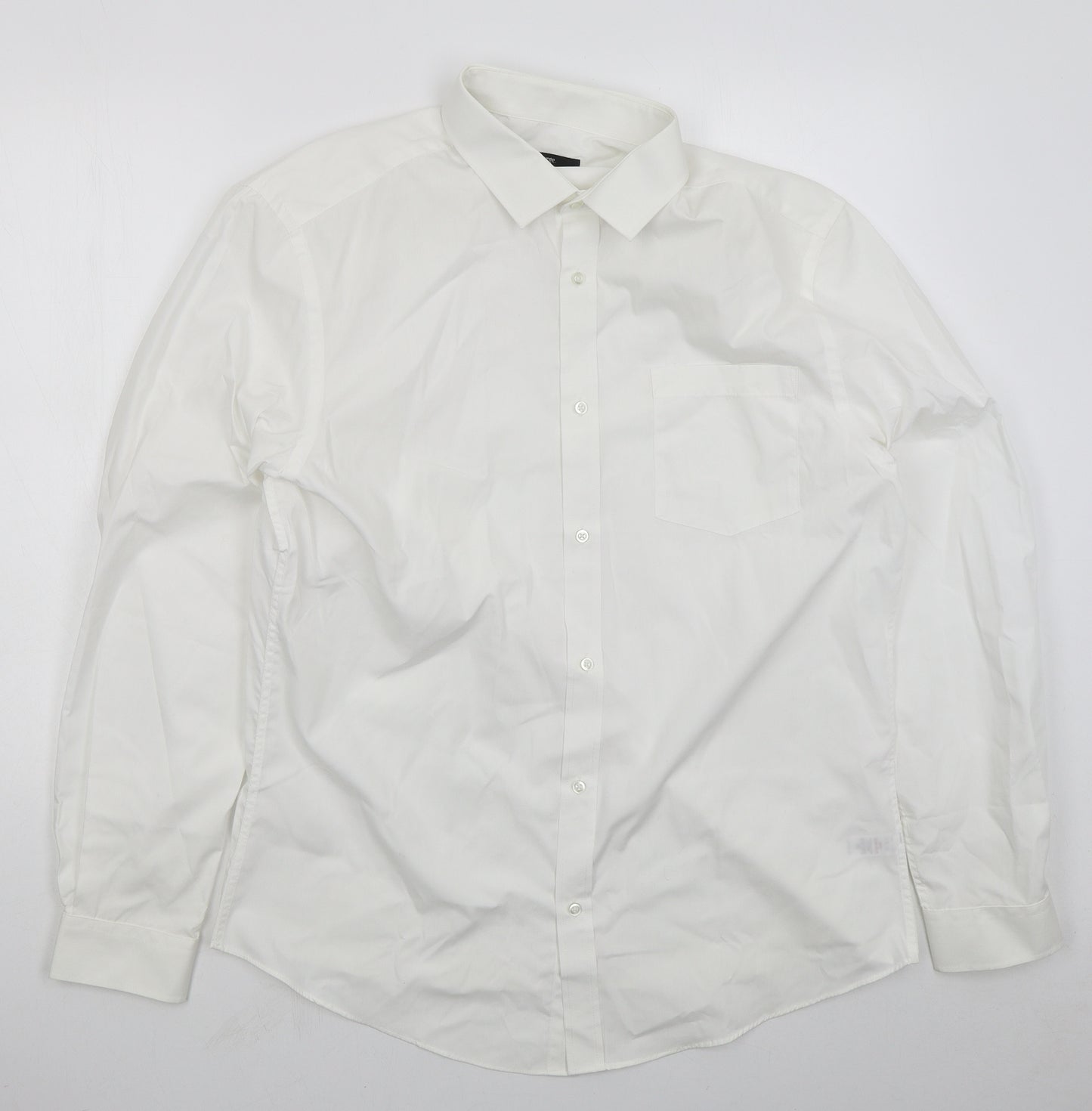 George Mens White  Polyester  Dress Shirt Size 16.5 Collared Button