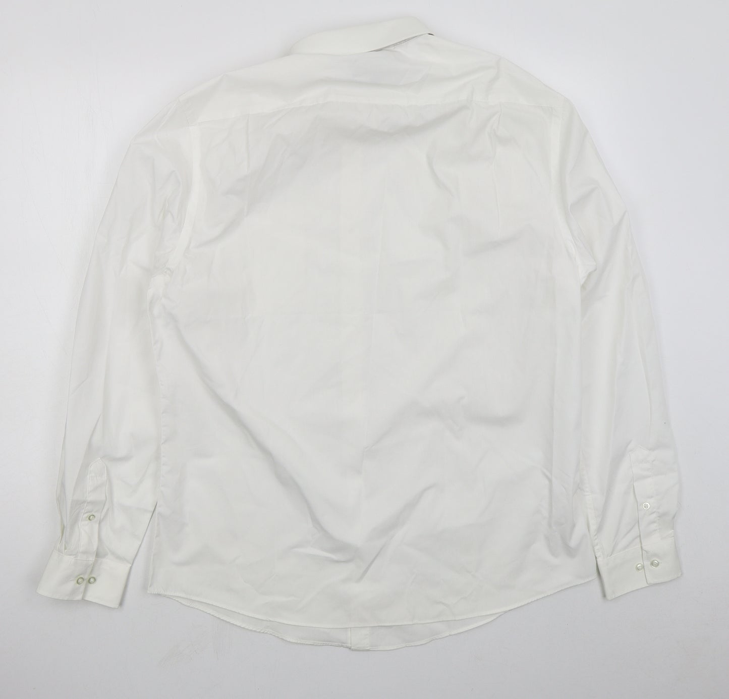 George Mens White  Polyester  Dress Shirt Size 16.5 Collared Button