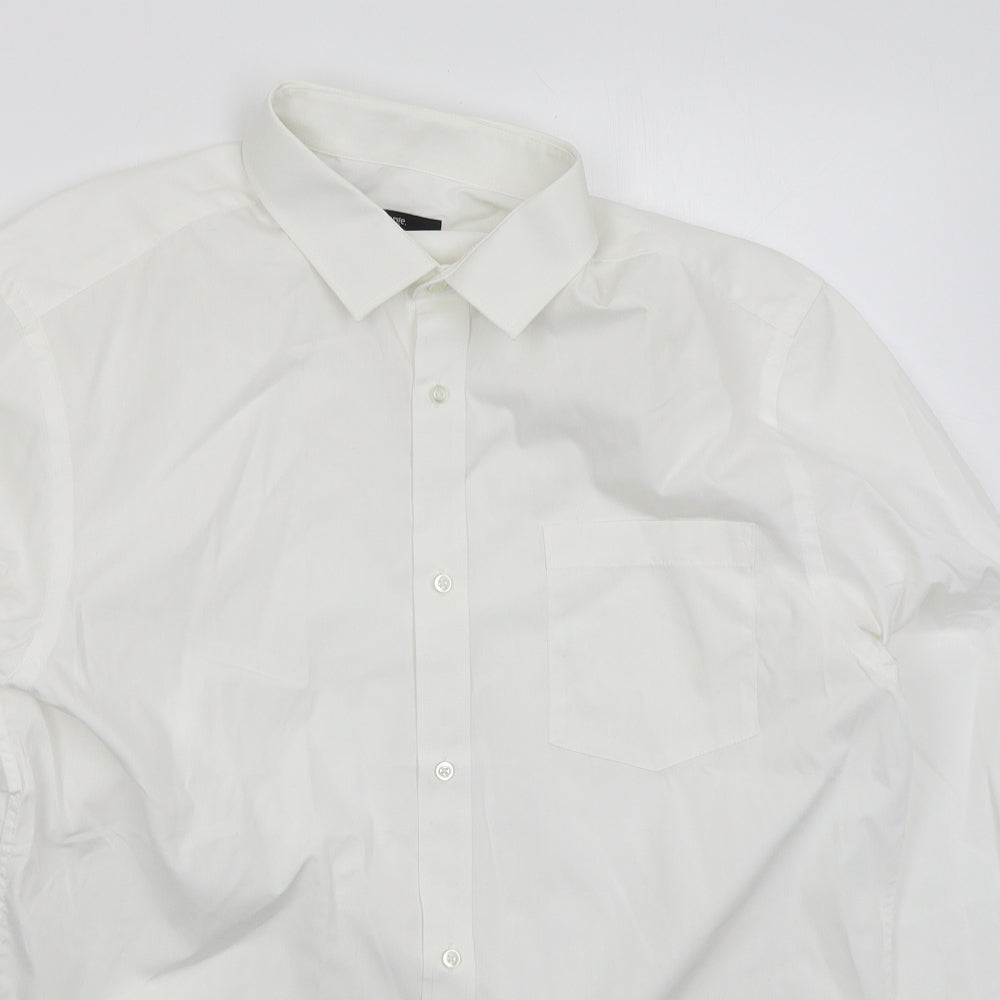 George Mens White  Polyester  Dress Shirt Size 16.5 Collared Button