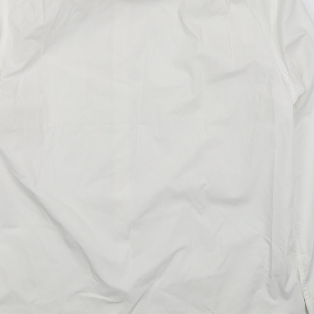 George Mens White  Polyester  Dress Shirt Size 16.5 Collared Button