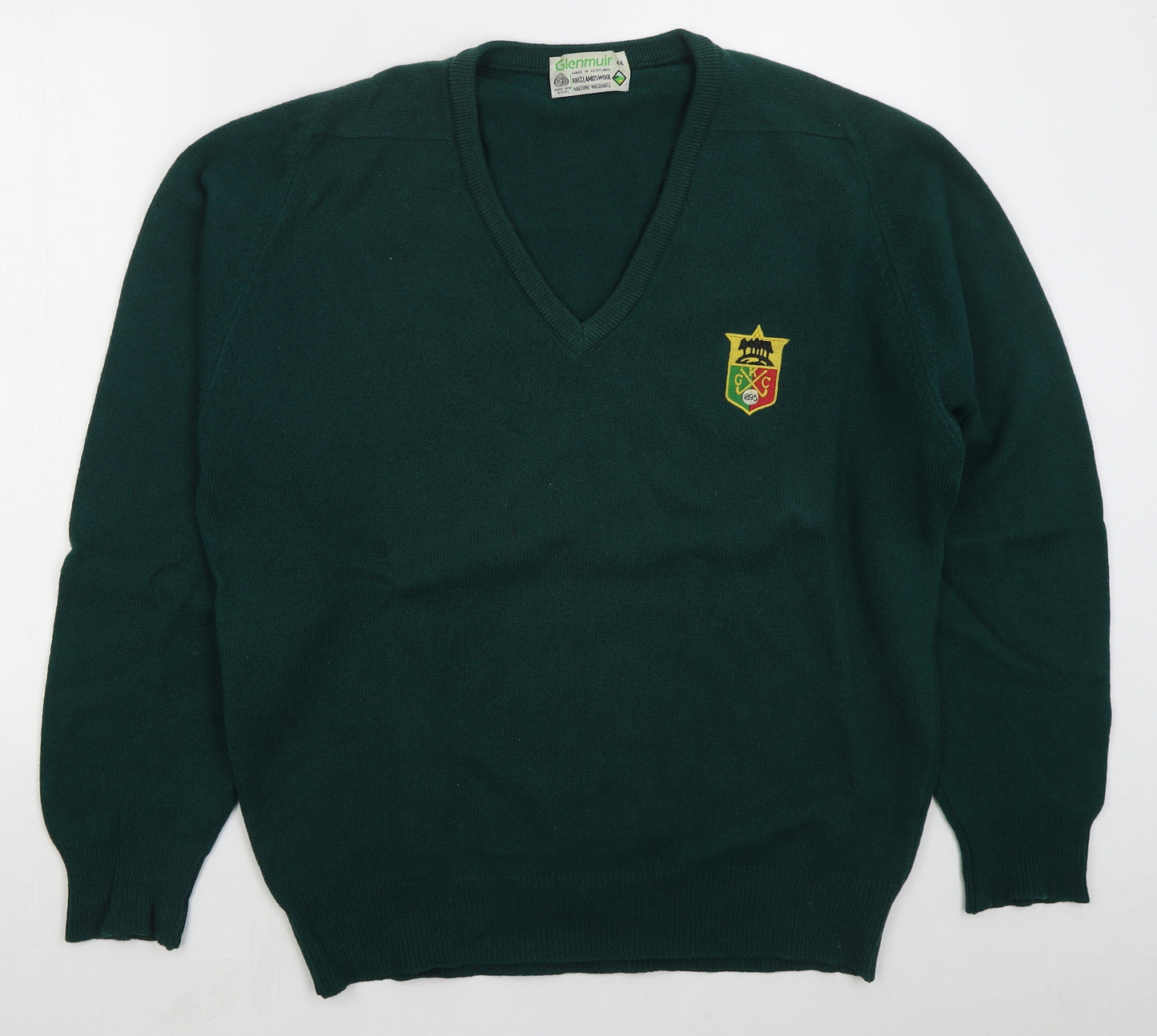 Glenmuir Mens Green V-Neck  Wool Pullover Jumper Size XL