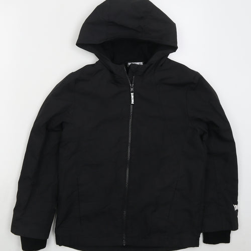 Tesco Boys Black   Basic Coat Coat Size 10-11 Years  Zip - Fortnite