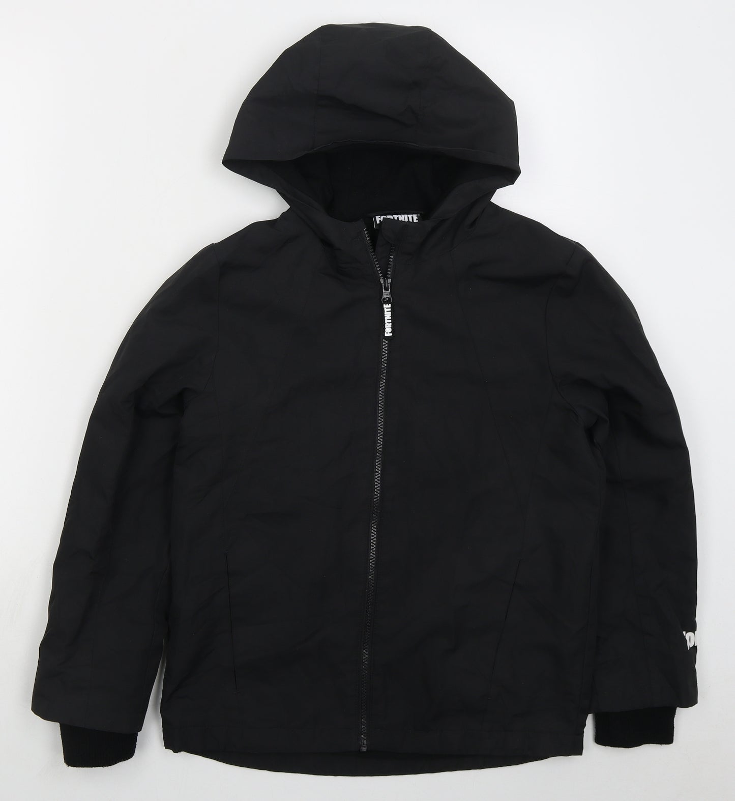 Tesco Boys Black   Basic Coat Coat Size 10-11 Years  Zip - Fortnite