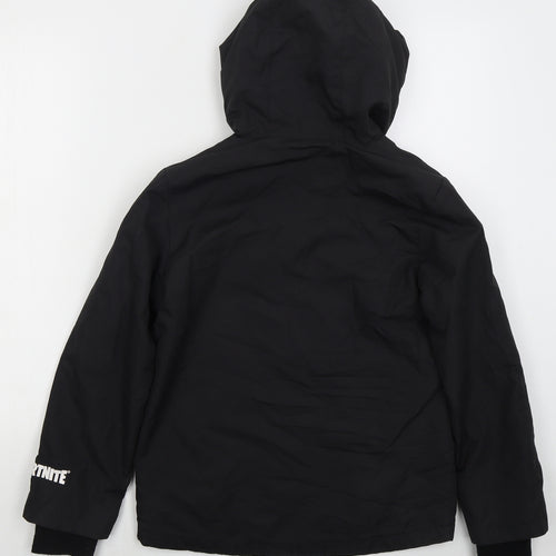 Tesco Boys Black   Basic Coat Coat Size 10-11 Years  Zip - Fortnite