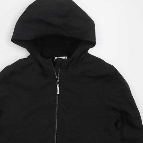 Tesco Boys Black   Basic Coat Coat Size 10-11 Years  Zip - Fortnite