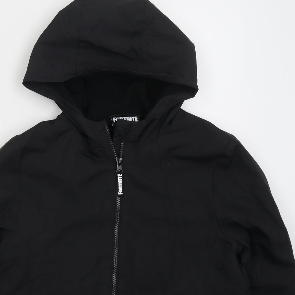 Tesco Boys Black   Basic Coat Coat Size 10-11 Years  Zip - Fortnite