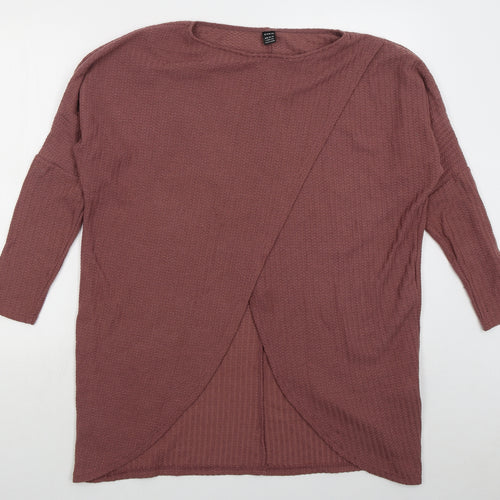 Shien Womens Pink Roll Neck  Cotton Pullover Jumper Size L