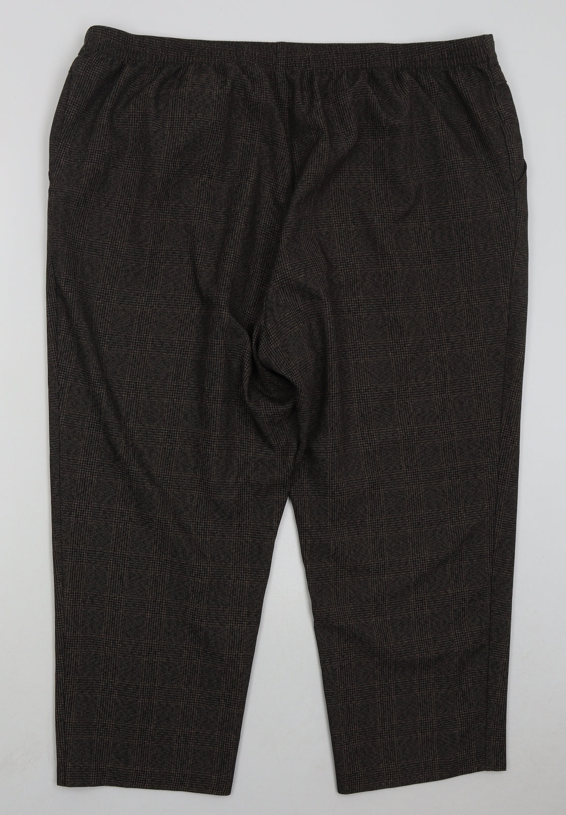 Marks and Spencer Womens Brown Check Polyester Trousers  Size 24 L25 in Regular
