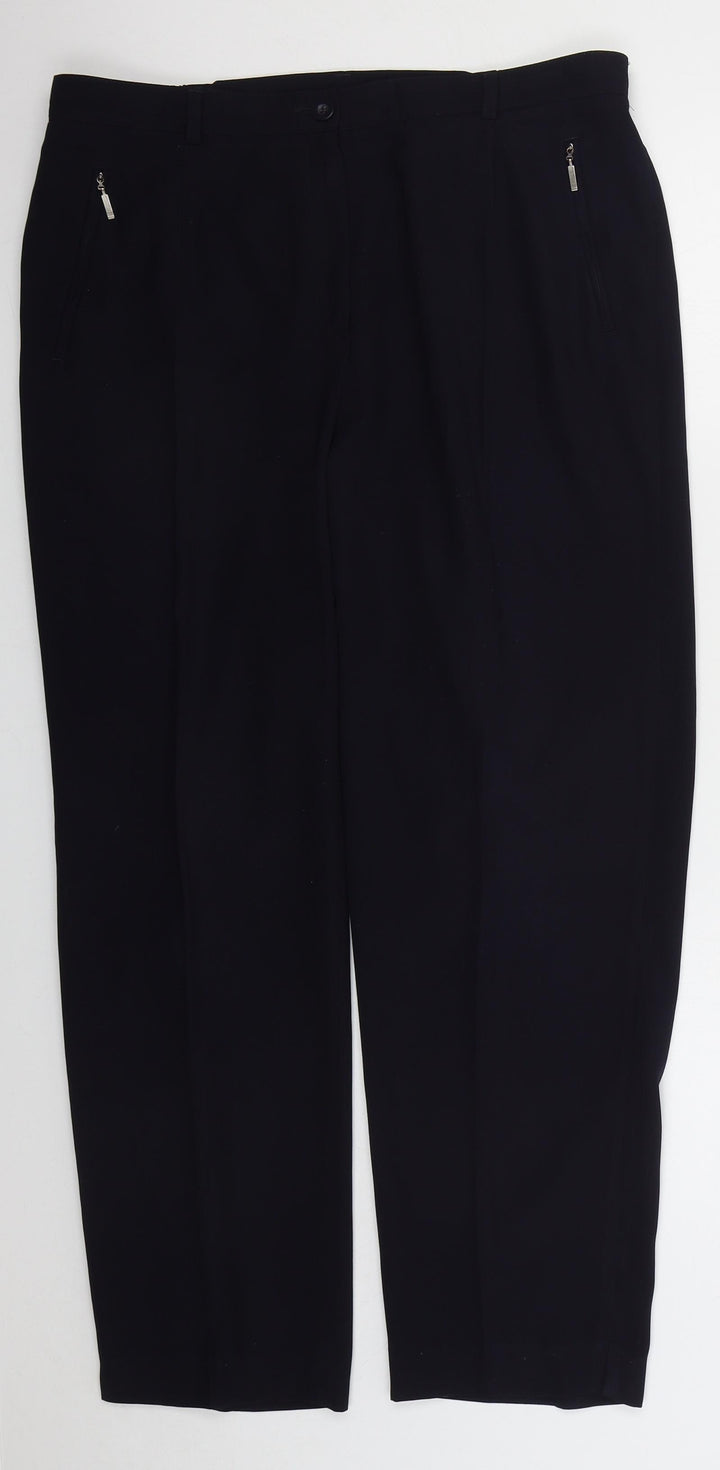 GARDEUR Womens Blue Polyester Trousers Size 34 in L29 in Regular Button
