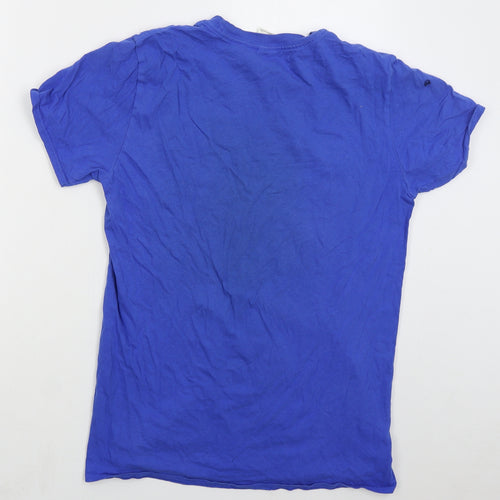 Gildan Mens Blue  Cotton  T-Shirt Size M Crew Neck  - Italia