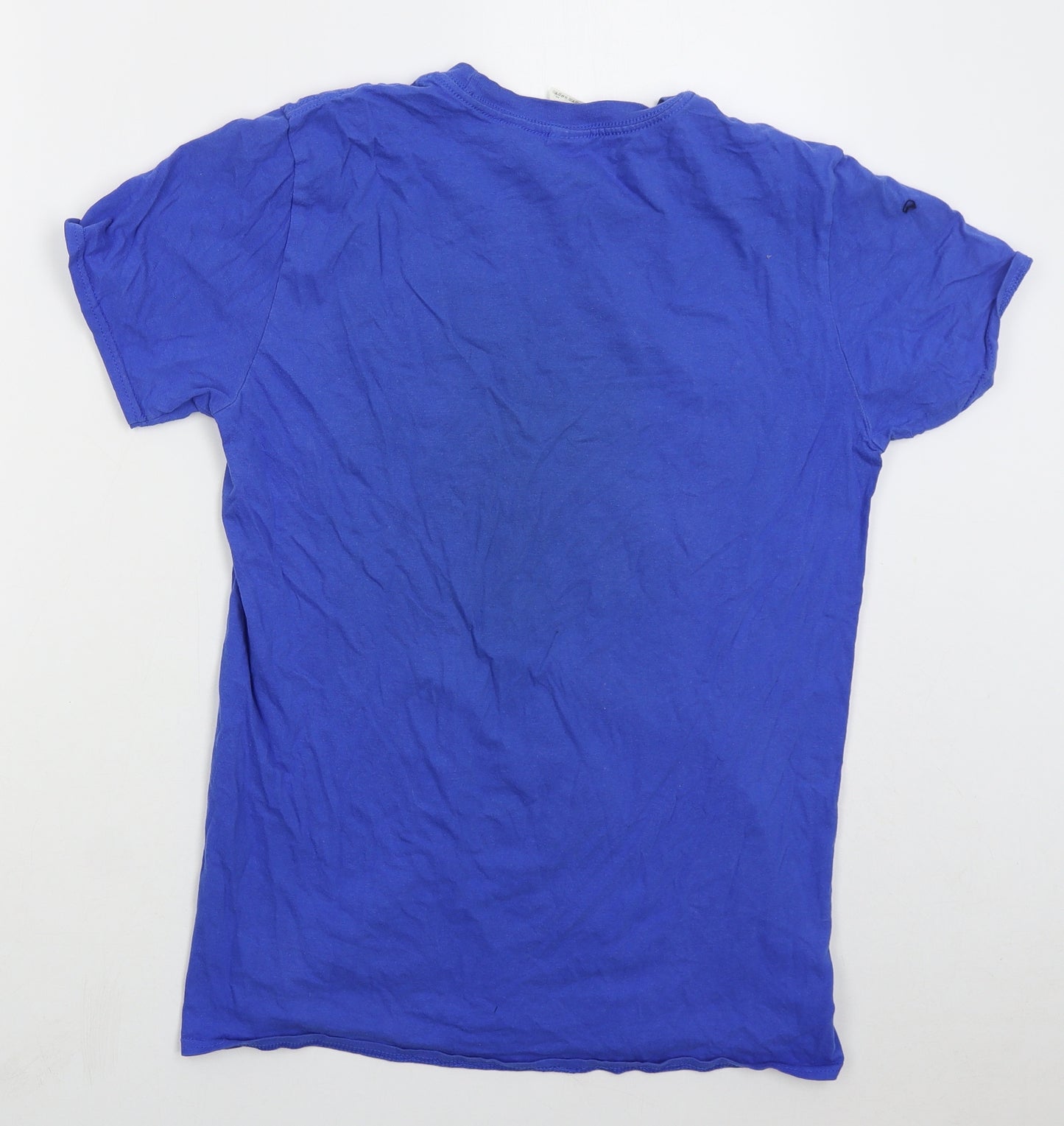 Gildan Mens Blue  Cotton  T-Shirt Size M Crew Neck  - Italia