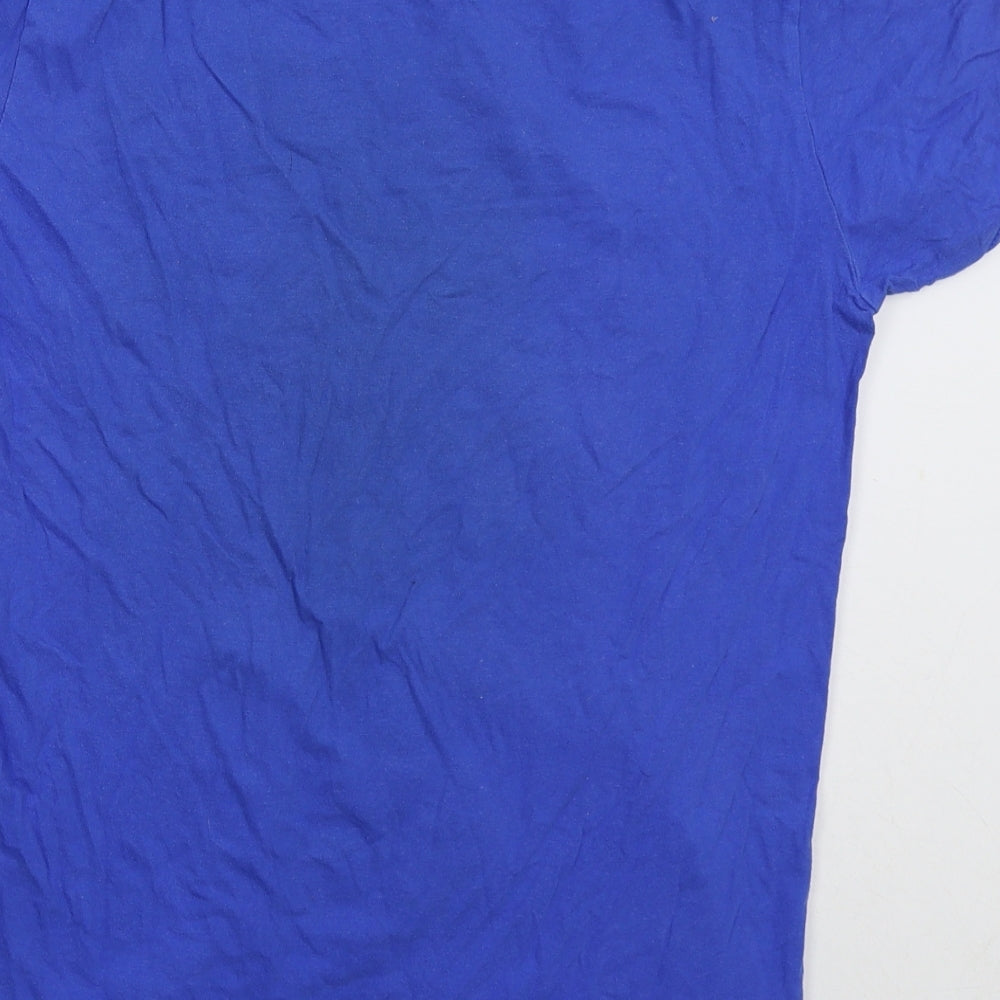 Gildan Mens Blue  Cotton  T-Shirt Size M Crew Neck  - Italia