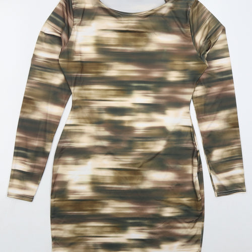 MIssy Empire Womens Brown  Polyester Bodycon  Size 12  Crew Neck Pullover