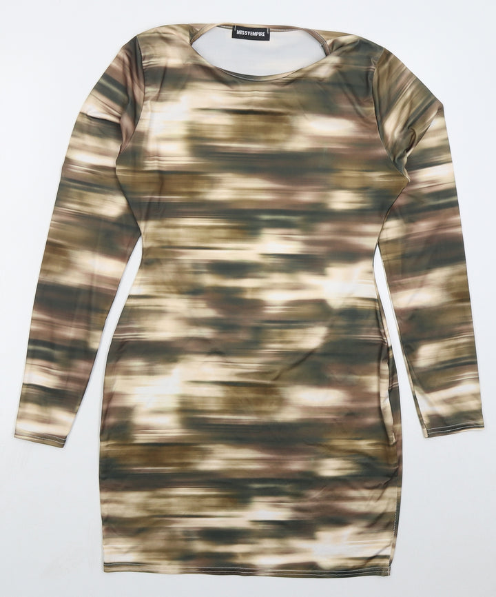 MIssy Empire Womens Brown Polyester Bodycon Size 12 Crew Neck Pullover