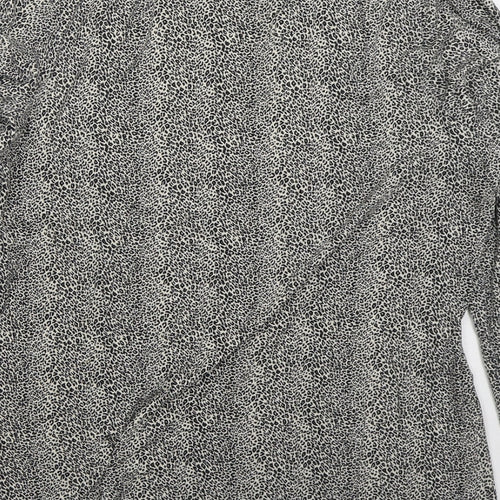 Gallery Womens Beige Animal Print Viscose Basic T-Shirt Size S Crew Neck