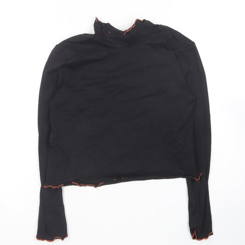 George Girls Black  Cotton Basic T-Shirt Size 8-9 Years Crew Neck