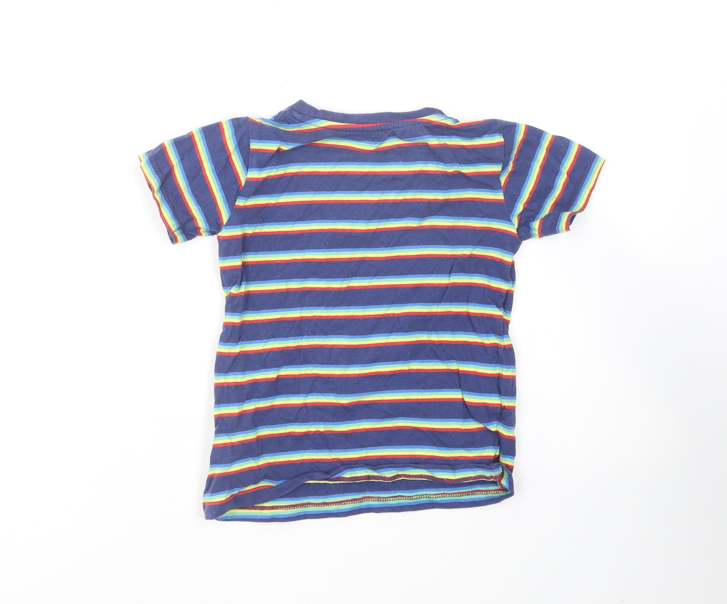 Dunnes Stores Boys Multicoloured Striped Cotton Basic T-Shirt Size 3-4 Years Round Neck