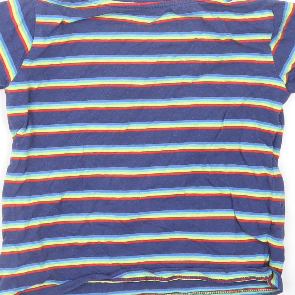 Dunnes Stores Boys Multicoloured Striped Cotton Basic T-Shirt Size 3-4 Years Round Neck