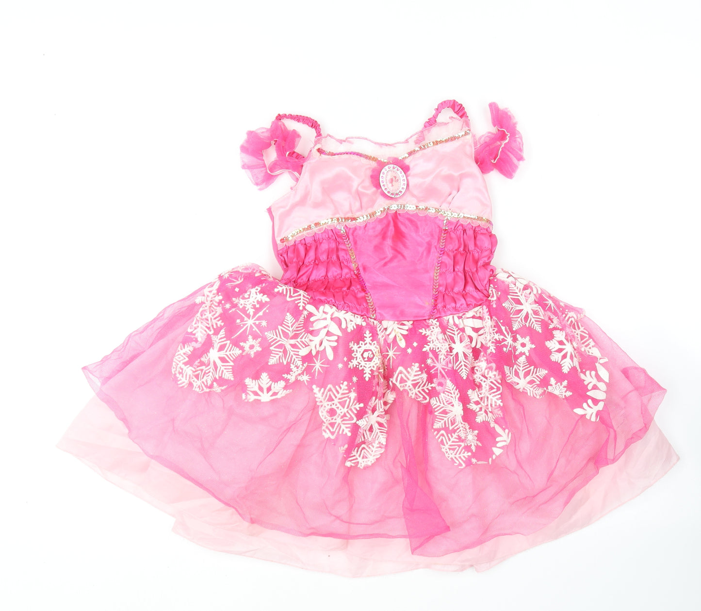 Barbie Girls Pink  Polyester Skater Dress  Size 5-6 Years  Square Neck  - Barbie Costume
