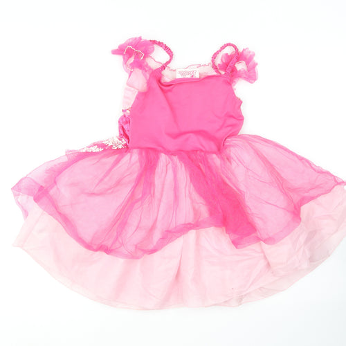Barbie Girls Pink  Polyester Skater Dress  Size 5-6 Years  Square Neck  - Barbie Costume