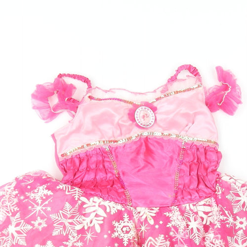 Barbie Girls Pink  Polyester Skater Dress  Size 5-6 Years  Square Neck  - Barbie Costume
