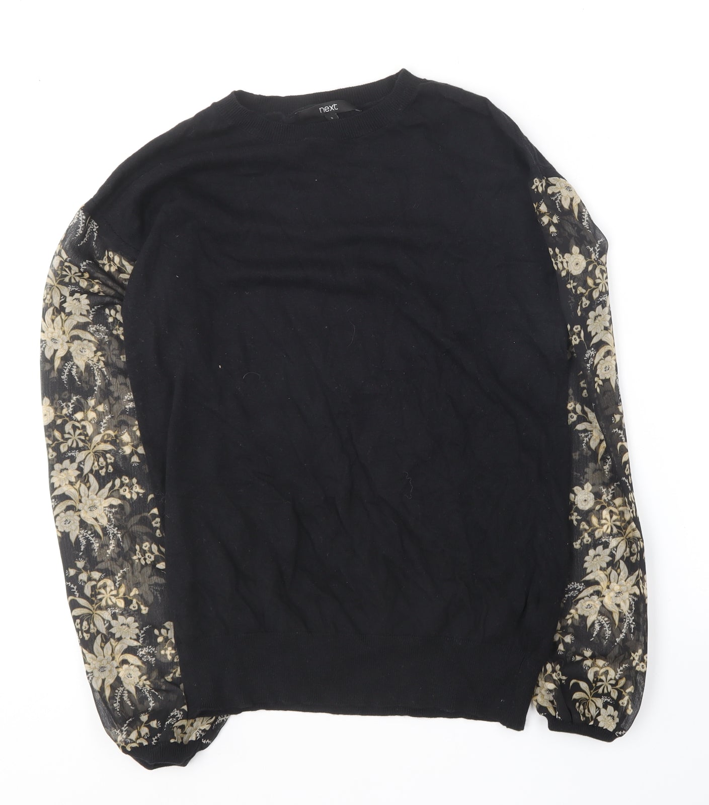 NEXT Womens Black Round Neck  Cotton Pullover Jumper Size 8