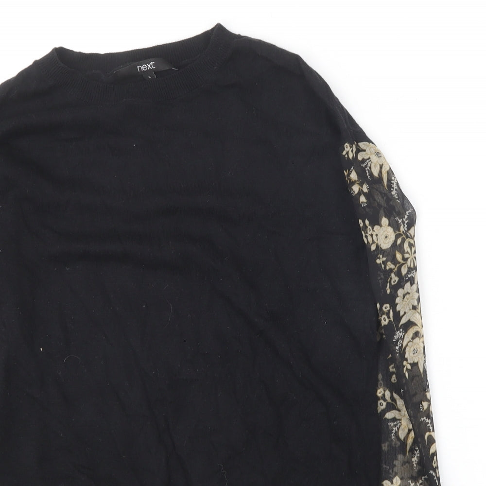 NEXT Womens Black Round Neck  Cotton Pullover Jumper Size 8