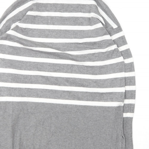 Preworn Womens Grey Crew Neck Striped Rayon Pullover Jumper Size S