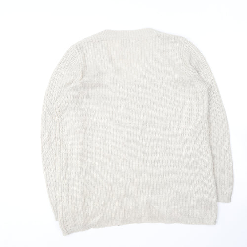 Papaya Womens Beige V-Neck  Acrylic Pullover Jumper Size M