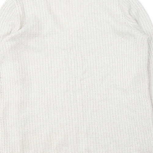 Papaya Womens Beige V-Neck  Acrylic Pullover Jumper Size M