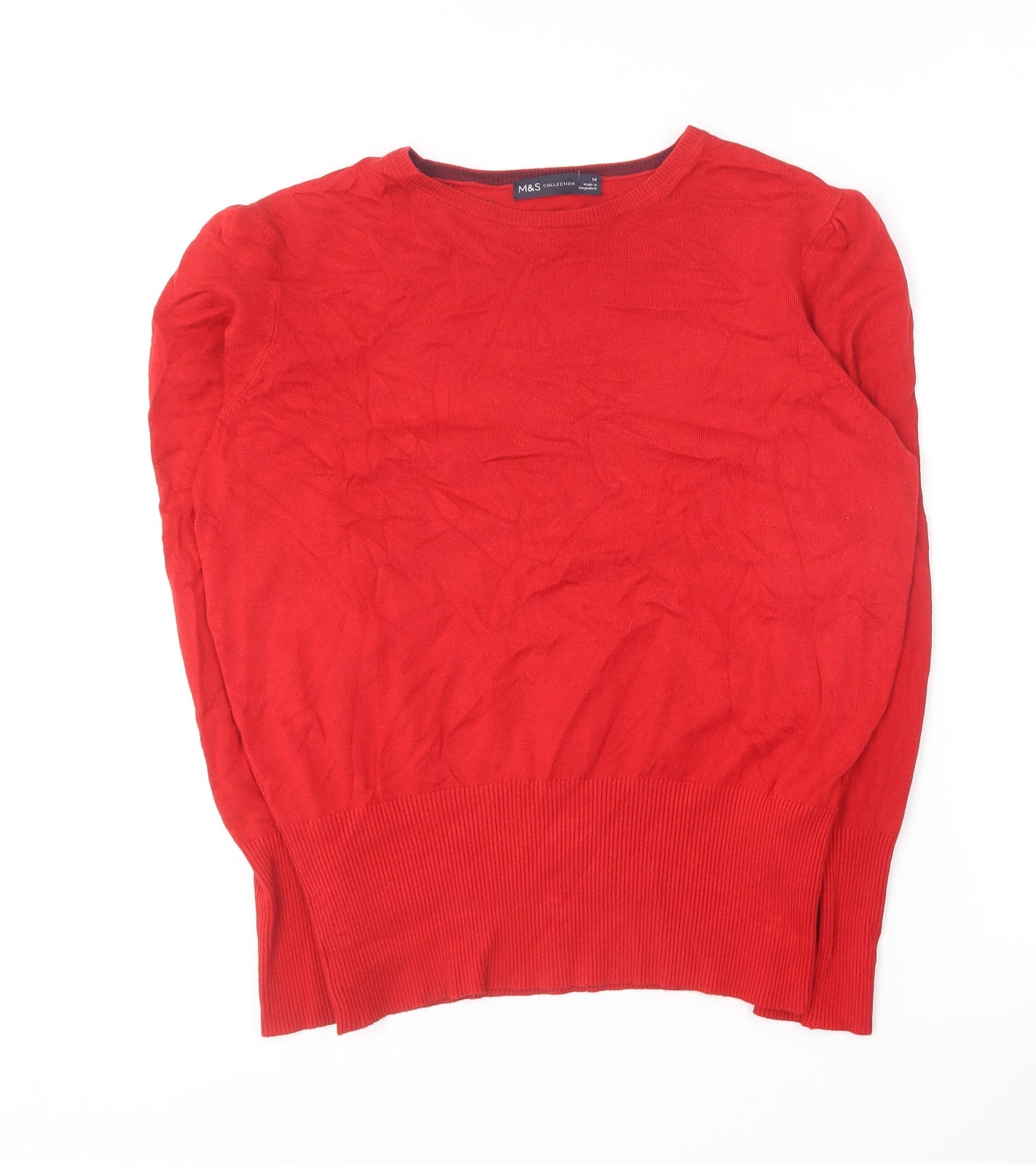 Marks and Spencer Womens Red Round Neck  Viscose Pullover Jumper Size 14