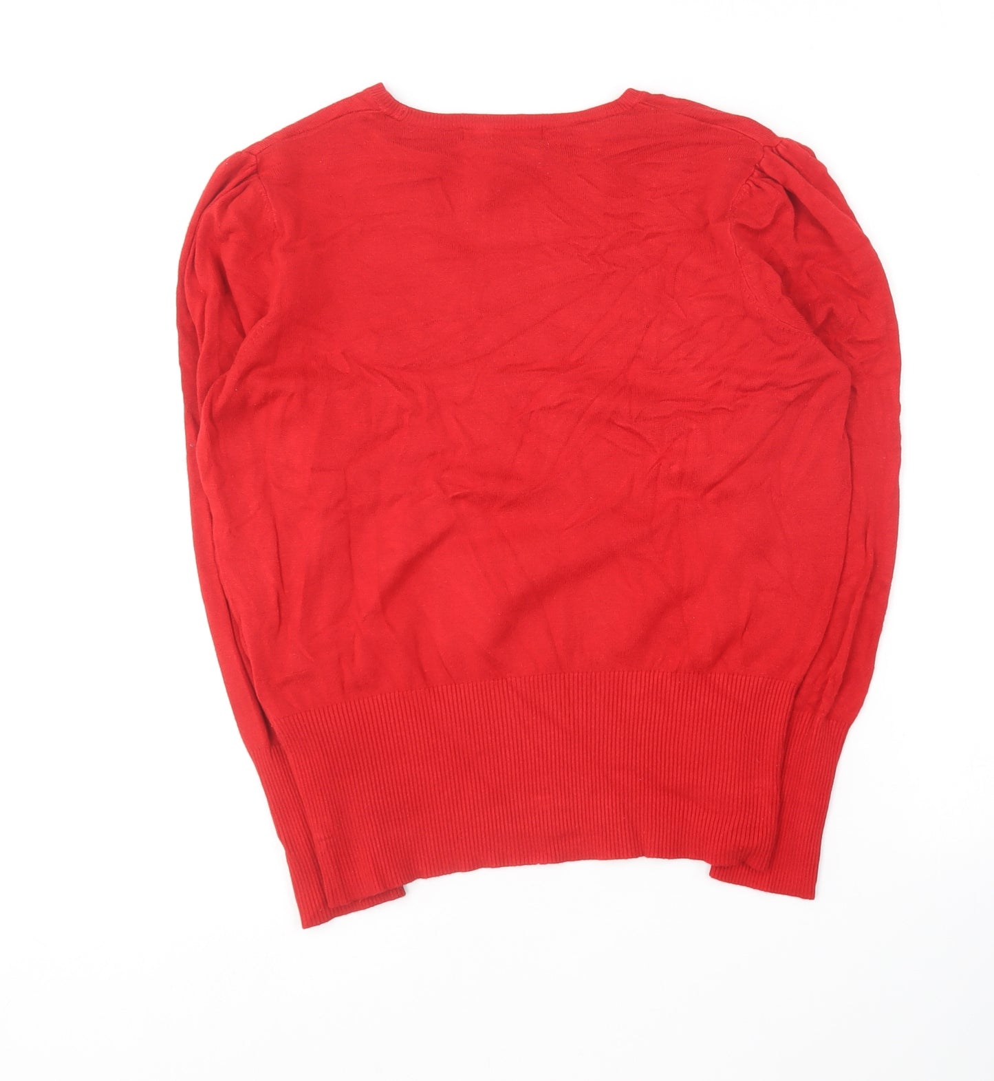 Marks and Spencer Womens Red Round Neck  Viscose Pullover Jumper Size 14