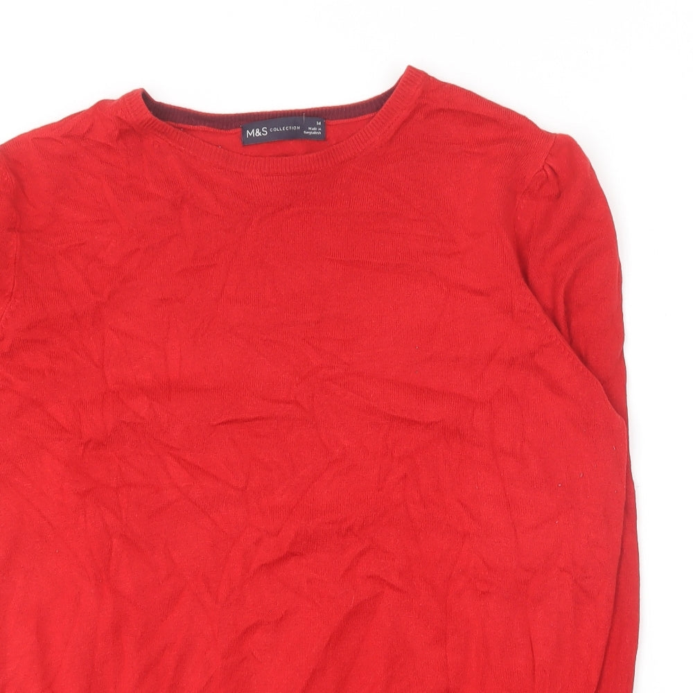 Marks and Spencer Womens Red Round Neck  Viscose Pullover Jumper Size 14