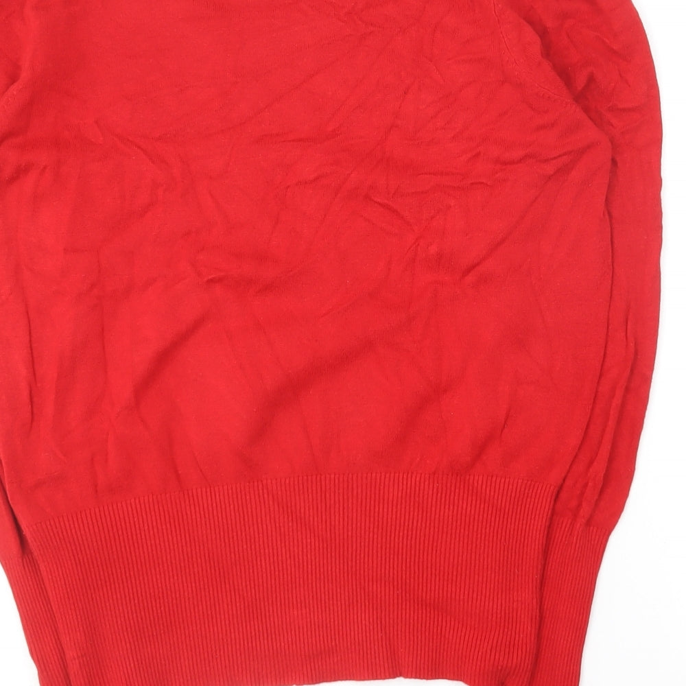 Marks and Spencer Womens Red Round Neck  Viscose Pullover Jumper Size 14