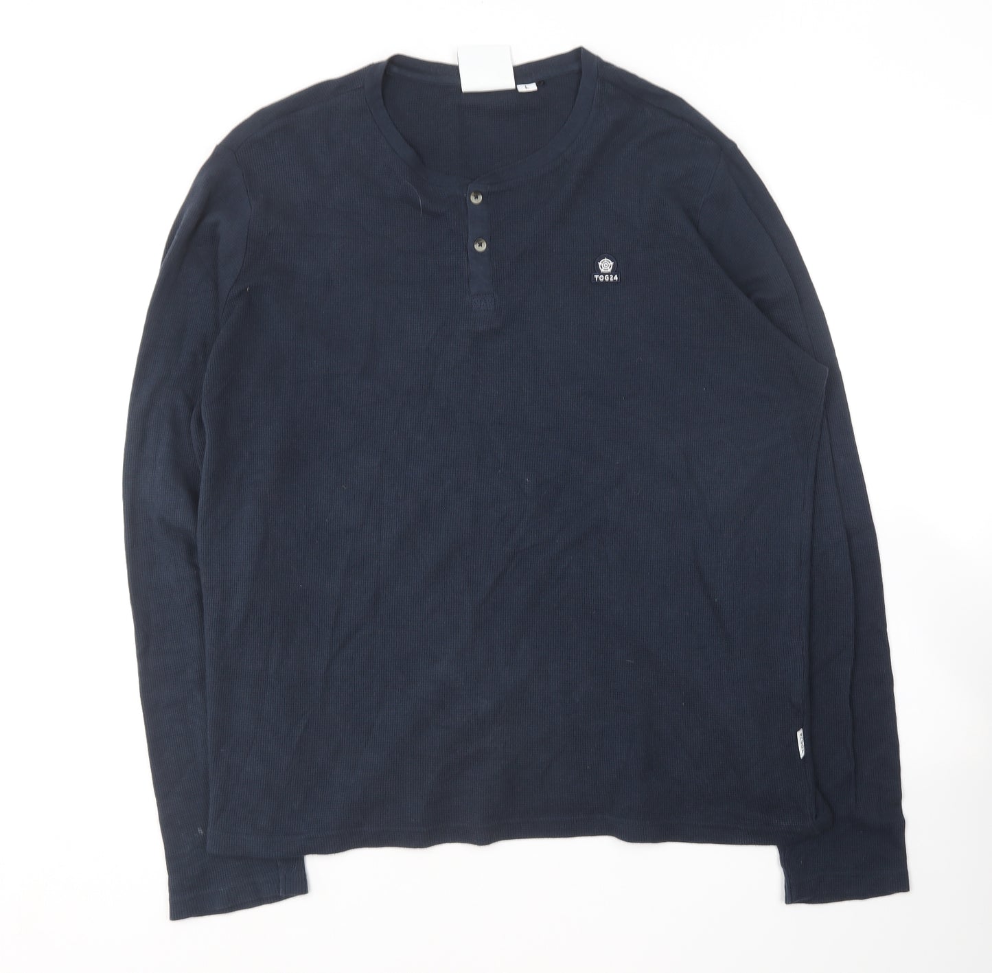 TOG 24 Mens Blue  Cotton  T-Shirt Size L Round Neck