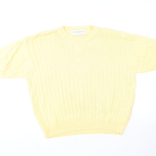 Compliments  Womens Yellow Round Neck  Cotton Pullover Jumper Size M