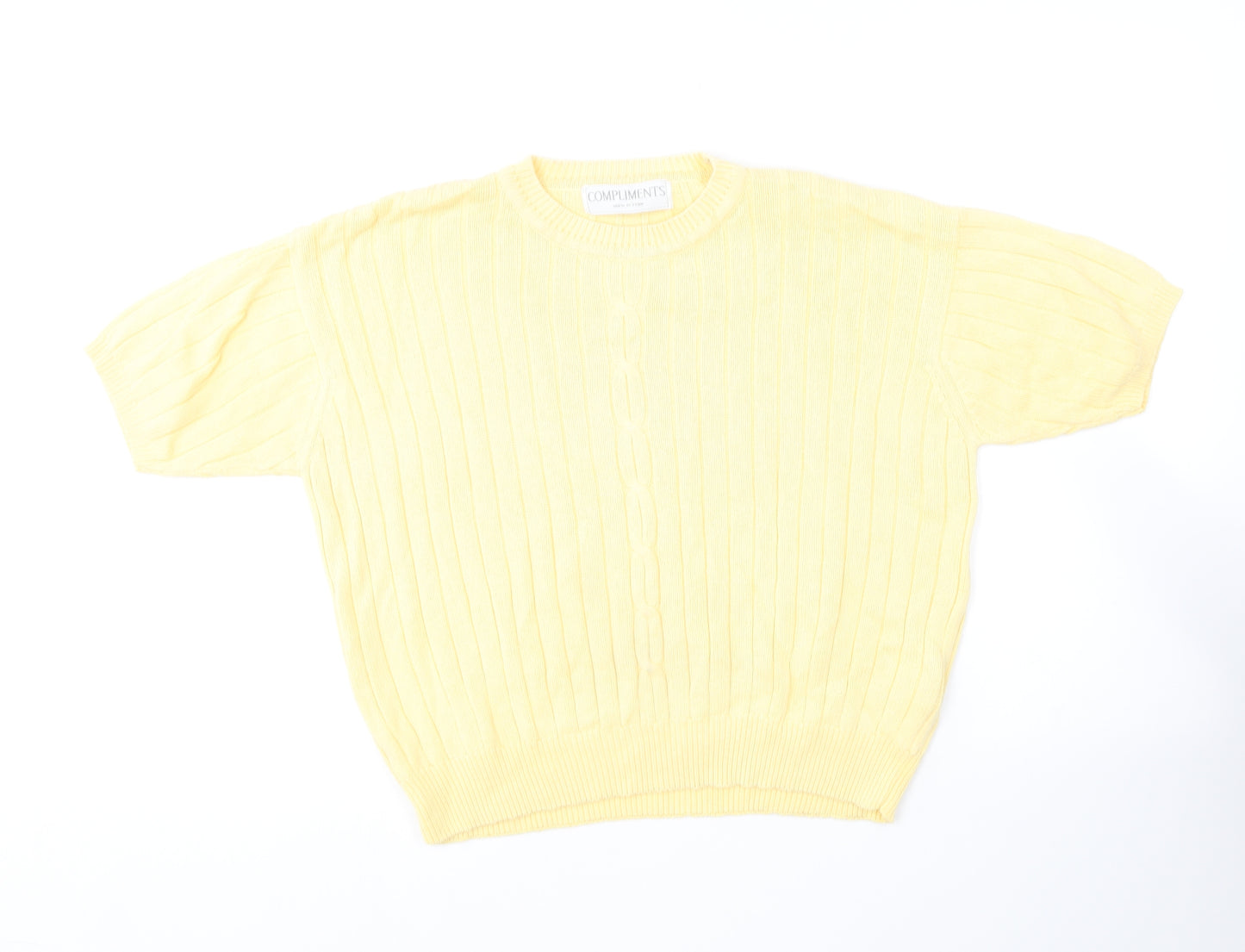 Compliments  Womens Yellow Round Neck  Cotton Pullover Jumper Size M