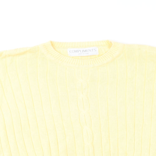 Compliments  Womens Yellow Round Neck  Cotton Pullover Jumper Size M