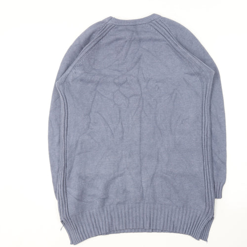 Buisdaei Womens Blue Round Neck  Acrylic Pullover Jumper Size M