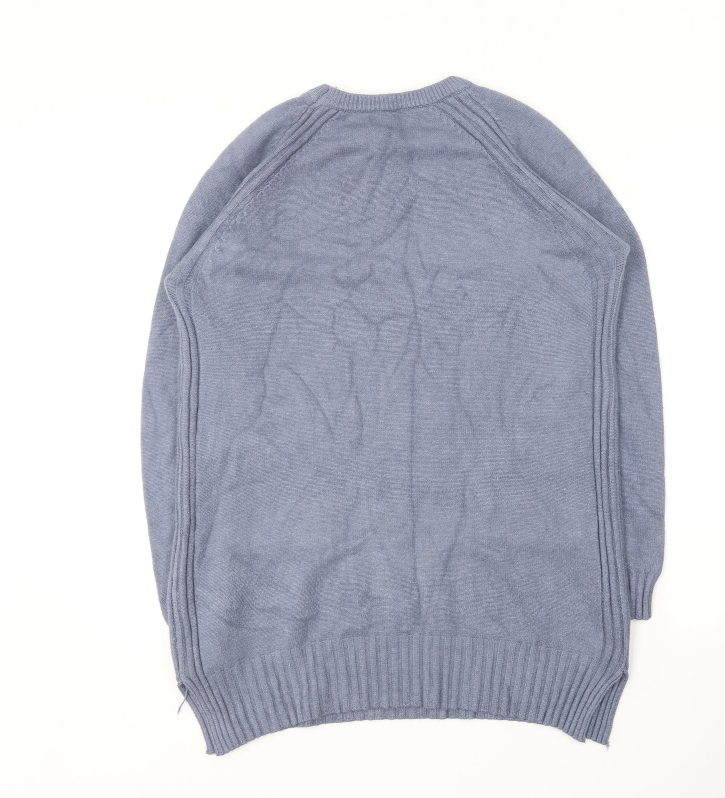 Buisdaei Womens Blue Round Neck  Acrylic Pullover Jumper Size M