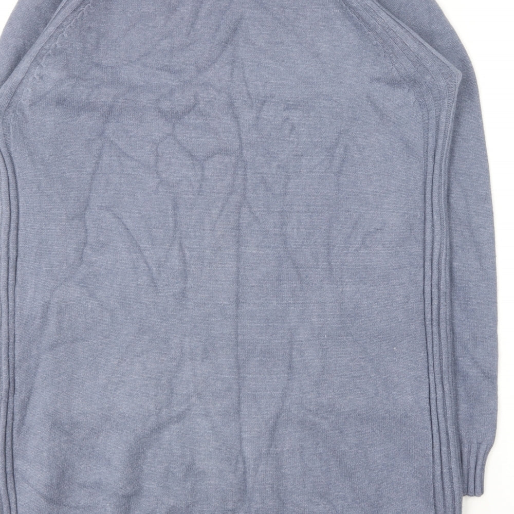 Buisdaei Womens Blue Round Neck  Acrylic Pullover Jumper Size M