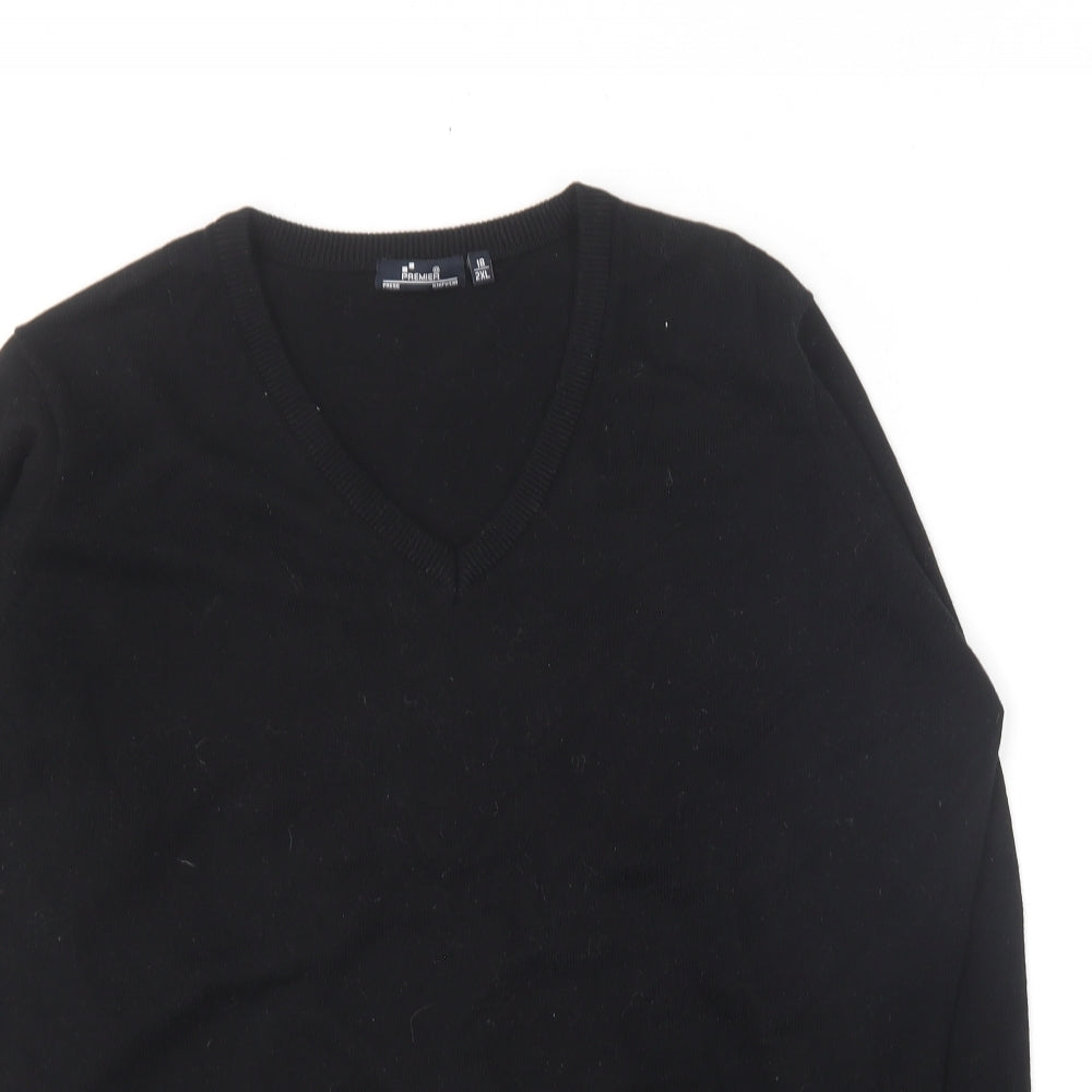 Premier Womens Black Round Neck  Cotton Pullover Jumper Size 18