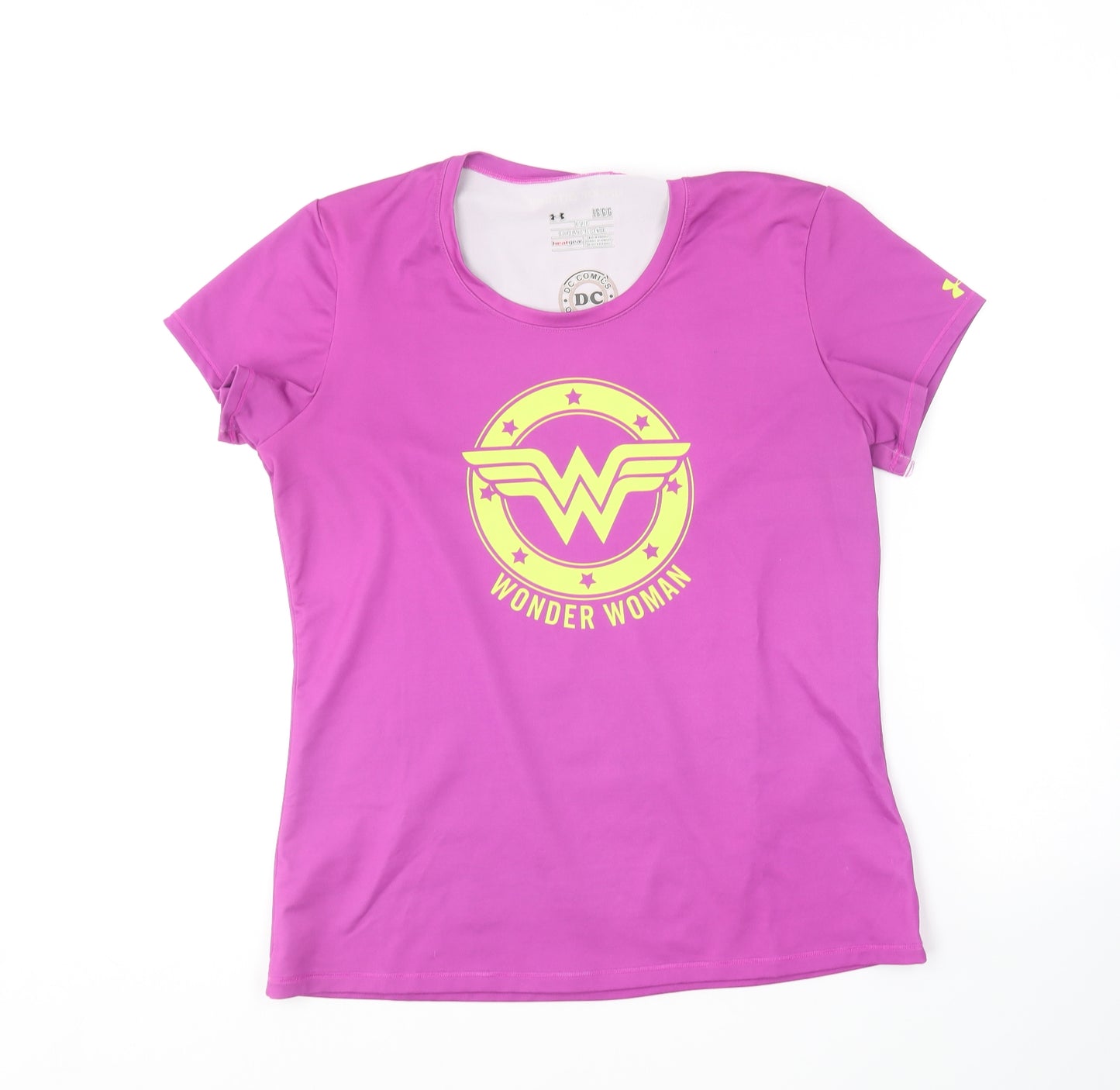 Under armour Womens Purple  Polyester Basic T-Shirt Size L Round Neck  - Wonder Woman